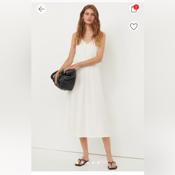 H&M Simple Minimal White Spaghetti Strap Elastic Waist Sun Midi Dress - Picture 2 of 4